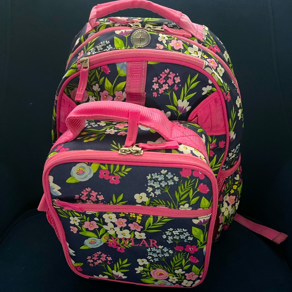 Girls Floral Potterybarn Kids Backpack and Matching Lunchbox
